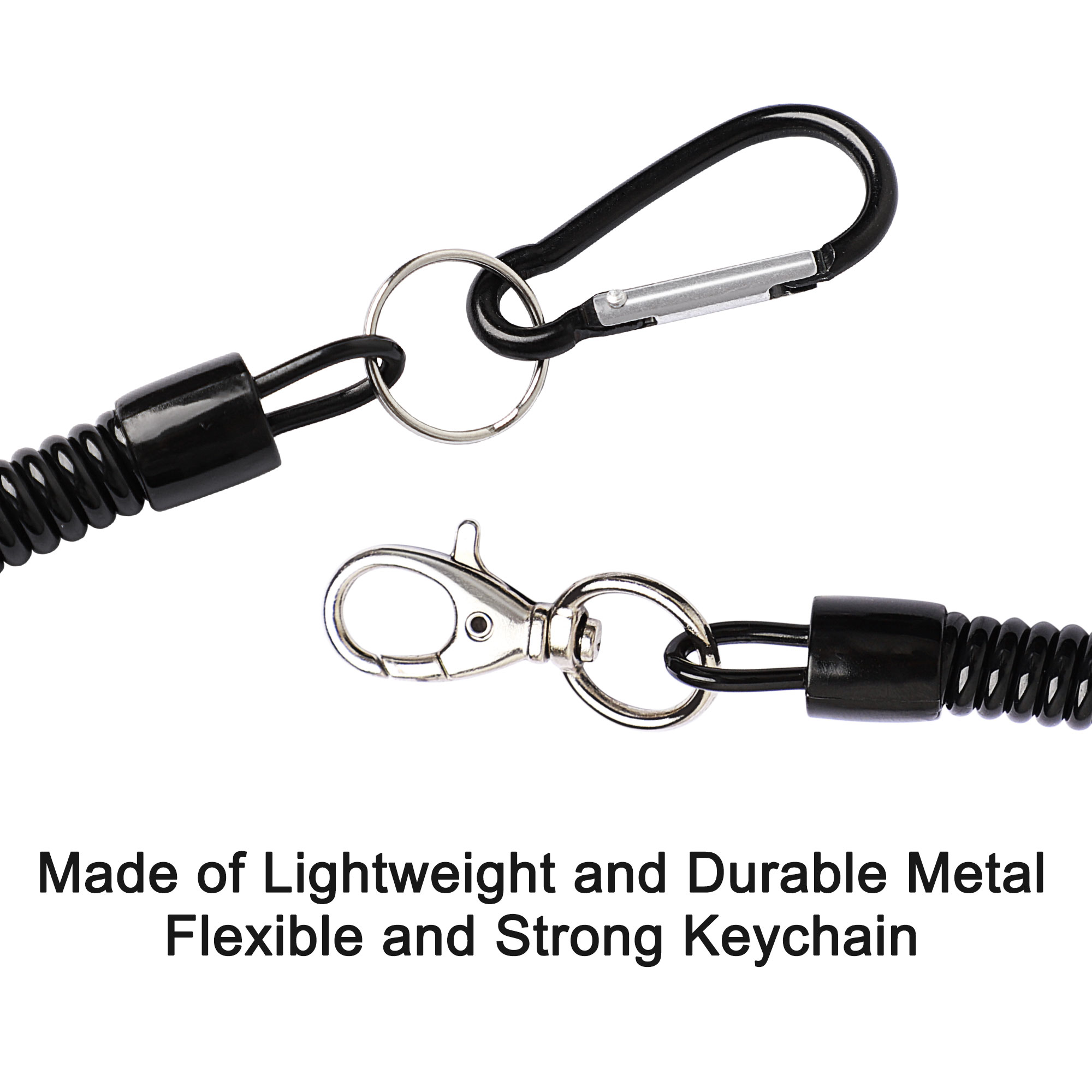 Unique Bargains Spiral Fishing Lanyard Retractable Spring Coiled Cord Keychain for Fishing