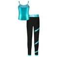 thumbnail image 4 of Raenseen Kids Girls Hip Hop Dance Outfit Girls Sparkly Camisole Tank with Shiny Rhinestones Pants Blue Green 6, 4 of 9