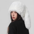 thumbnail image 6 of Women’s Warm Plush Winter Hat, Fluffy Cartoon Bunny Ear Knit Beanie For Cold Weather, 6 of 7