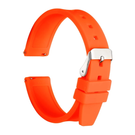 Uxcell Silicone Watch Band 18mm Quick Release Flexible Soft Rubber Watch Strap with Stainless Steel Silver Clasp Replacement Wristband for Men Women, Orange
