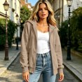 thumbnail image 6 of Women's Oversized Zip Up Hoodie Sweatshirt Casual Long Sleeve Loose Fit Pullover Streetwear Cozy Fleece Outwear Plus Size Drop Shoulder Kangaroo Pocket Winter Fall, 6 of 8