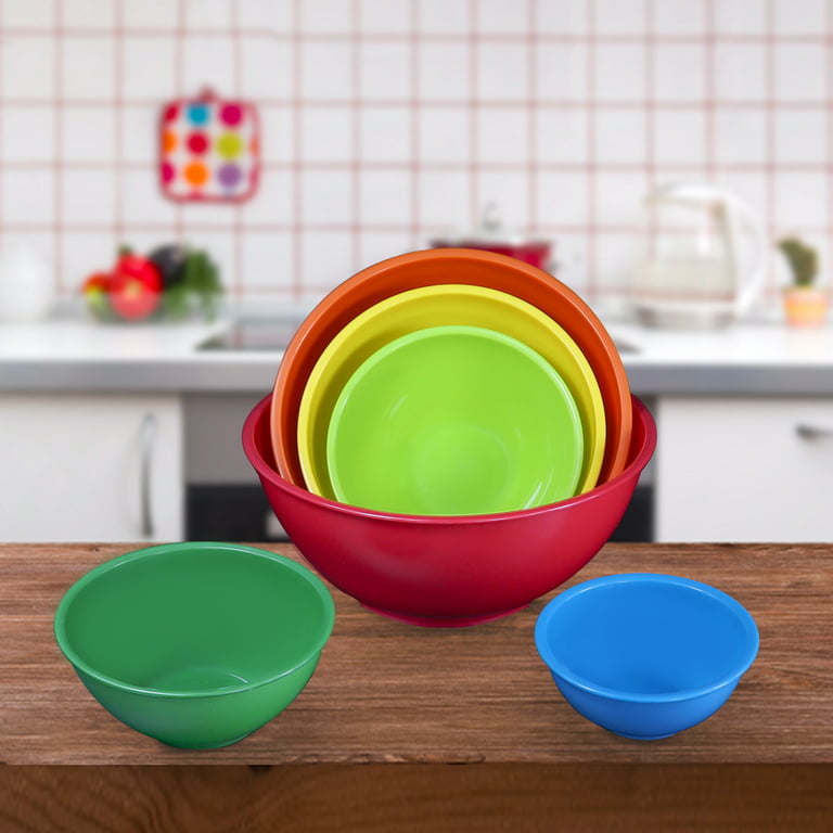 Plastic Mixing Bowl Set, Salad Mixing Bowls With Rubber Grip
