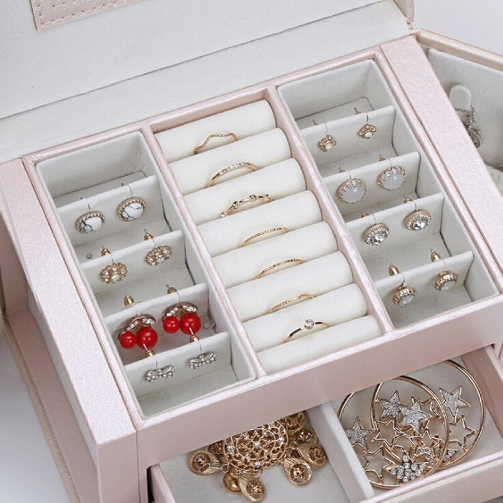  Jewelry Box Organizer Storage Case, Large Capacity ​Display  Case Leather Jewelry Case,for Rings, Necklaces, Earrings (Color : Orange,  Size : 33.5x24.5x19.8cm) : Clothing, Shoes & Jewelry