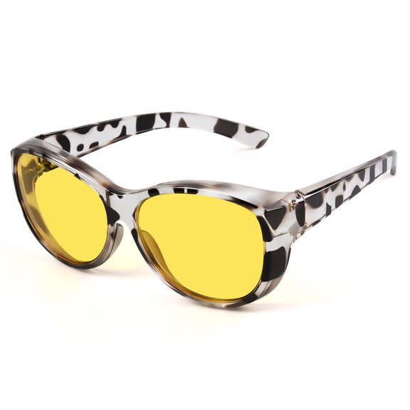 TINHAO Night Vision Driving Glasses Fit Over Eyeglasses for Men Women Polarized Nighttime Glasses Oversized Lens