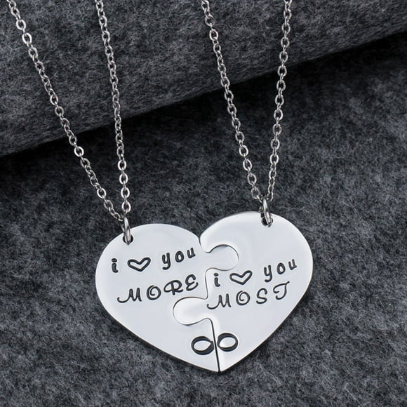 Minkissy 1 Pair Heart Couple Necklace Jewelry Chain in Titanium Steel for Special Events