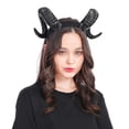 thumbnail image 2 of Diadema de cuerno grande, aro de pelo de cuerno de diablo negro, accesorios para el cabello de cuerno de buey para fiesta de Halloween Sincero Hogar, 2 of 4