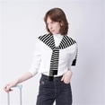 thumbnail image 4 of QASIEATN Women's Cozy Shawl Wraps Womens Striped Knitted Sweater Casual Shawl Scarf Cardigan Cape Coverup Shoulder Top Fall Fashion Accessories, 4 of 7