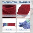 thumbnail image 2 of OpetHome 3 Pairs Colorful Striped Crew Five Toe Socks, Unisex Cotton Split Toe Athletic Socks for Daily Wear Cycling Running Medium, 2 of 5