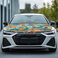 thumbnail image 4 of Pzuqiu Car Hood Cover Protector With Retro Floral Wavy Design - Universal Automotive Accessory for Exterior Decoration, 4 of 9