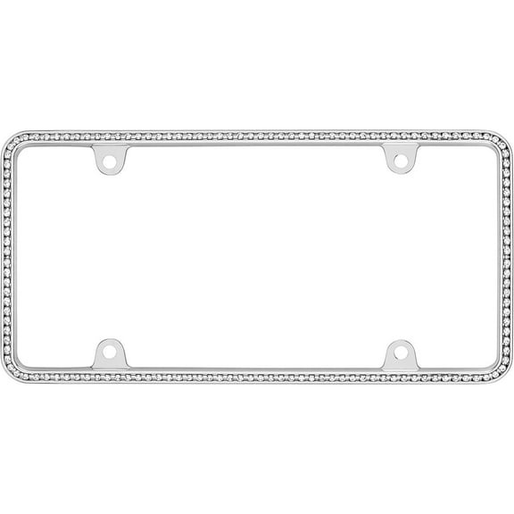 License Plate Frame: Diamondesque License Plate; chrome plated