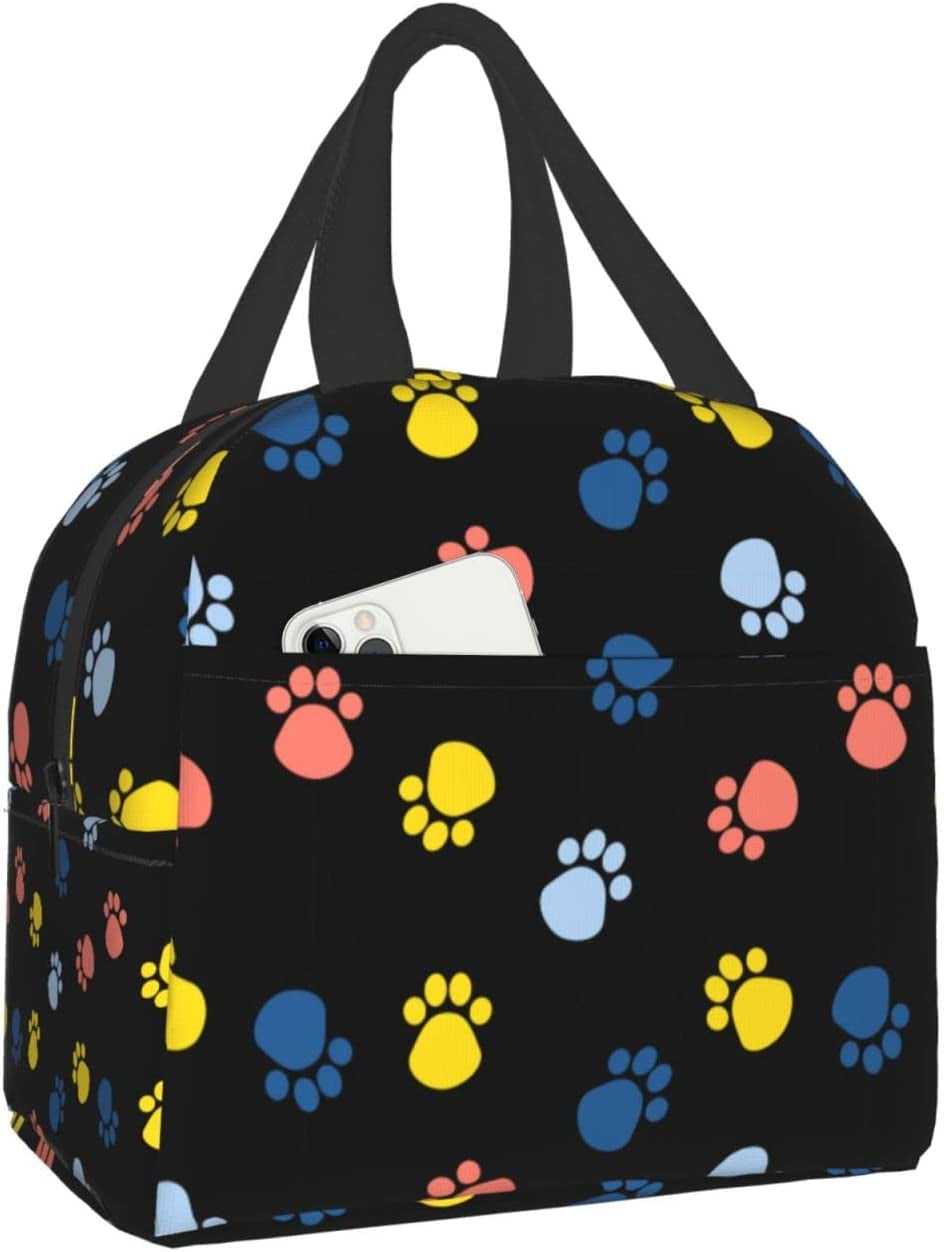 Bag Cute Dog Paw Print Insulated Lunch Box Reusable Lunch Bags Meal ...