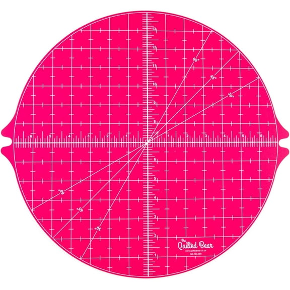 The Quilted Bear Circular Rotating Self-Healing Cutting Mat Pink 14” x 14”
