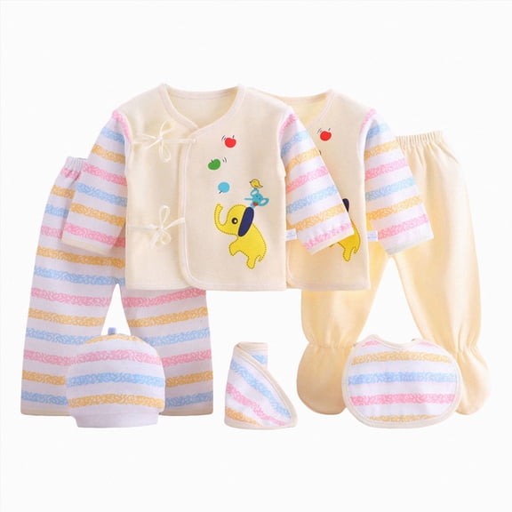 XZNPDUCQ 5Pcs Unisex Baby Boy Girl Cotton Layette Outfit Set Baby Cotton Clothes Suit for Preemie Baby to 0-3 Months Gifts Layette Set