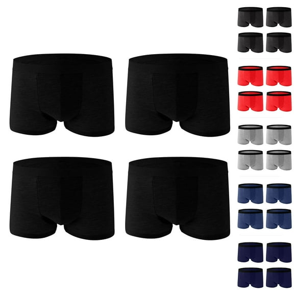safuny Men's Soft Wicking Panties Trunks Multipack Stretch Boy Shorts Boxers Briefs for Male Solid Classic Briefs Panty,4 Pack Big&Tall Breathable Mid Waist Black L