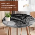 thumbnail image 4 of Black Marble Round Tablecloth, Fitted Table Cover with Elastic for 45"-54" Round Tables, Vintage Abstract Grey Fluid Aesthetic Table Cloth Outdoor Indoor Dinning Party Waterproof Tablecloths, 4 of 7