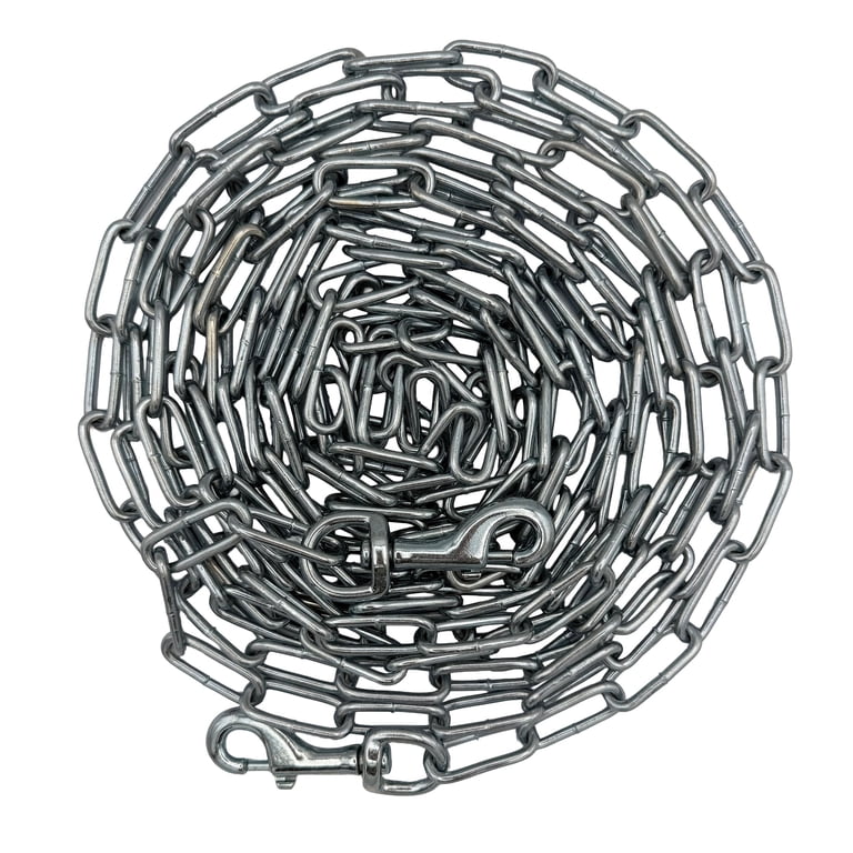 2 pack) Peerless 20ft Heavy-Duty Tie-Out Chain with Snaps, Dog Tie