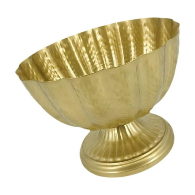 simhoa French Urn Planter Small Flowerpot Basin Metal Traditional Plant Vase Decorative 23cm Light Gold