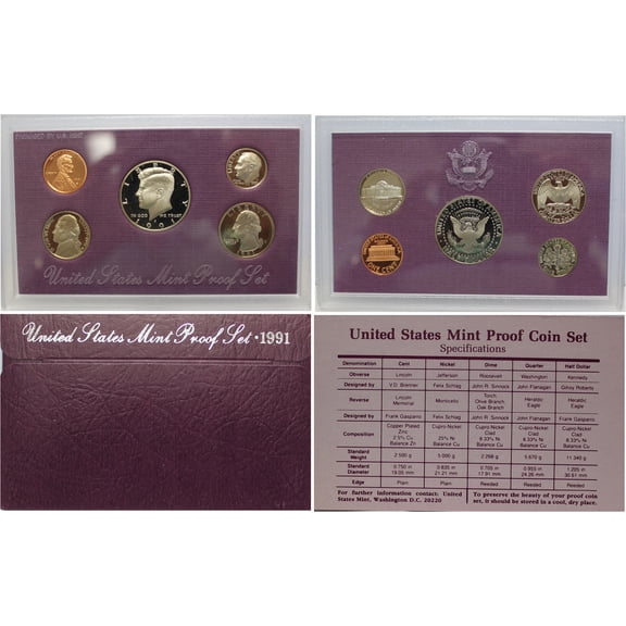 1991 Proof Set - U.S. Mint 5-Coin Set - Includes COA & OGP