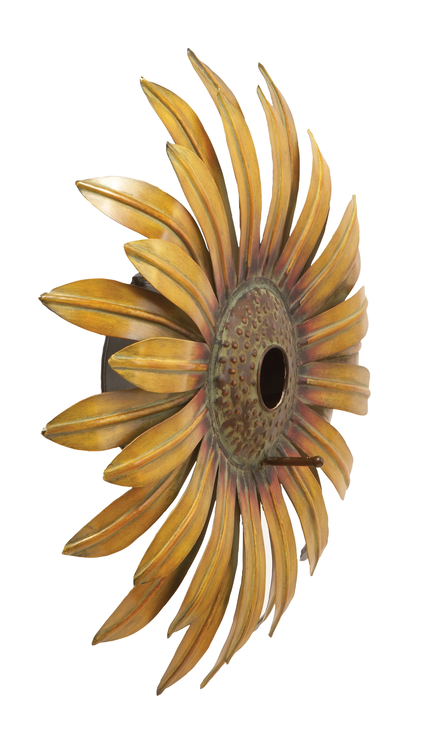 Decmode 16 Inch Modern Yellow Iron Sunflower Birdhouse, Brass Yellow by DecMode