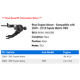 thumbnail image 2 of Rear Engine Mount - Compatible with 2009 - 2013 Toyota Matrix FWD 2010 2011 2012, 2 of 2