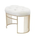 thumbnail image 6 of DecMode Velvet Oval Tufted Bench with Gold Metal Legs, White, 6 of 10