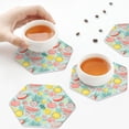thumbnail image 7 of Pofeuu Bright Peach Print Leather Coasters Set of 6, Round Cups Mugs Mat Pad for Home Kitchen Heat Resistant Drink Coasters,Hexagon, 7 of 7