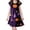 D200 Purple, variant on Likimi Kids Toddler Girls Hallowmas Dress Crew Neck Flutter Sleeve Halloween Cartoon Print For Party Fashionable Sleep Dresses Size 3-4 Years
