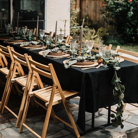 8 Pack Black Tablecloths 60x126 Inch Table Cloths for 8 Foot Rectangle Tables, Wrinkle Resistant Washable Rectangular Fabric Table Cover for Dining Wedding Banquet Camping Party