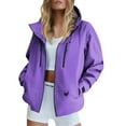 thumbnail image 3 of Duoif Rain Jacket Women Lightweight Windbreaker Jacket with Hood Packable Raincoat with Pockets Jackets for Women Purple S, 3 of 8