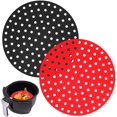 thumbnail image 1 of 2 Pack Doublures Réutilisables pour Friteuse à Air Chaud, Panier Perforé Rond de 9 Pouces Tapis en Silicone, Accessoires Antiadhésifs pour Friteuses à Air de 5.3 QT et Plus/four/autocuiseur, 1 of 7