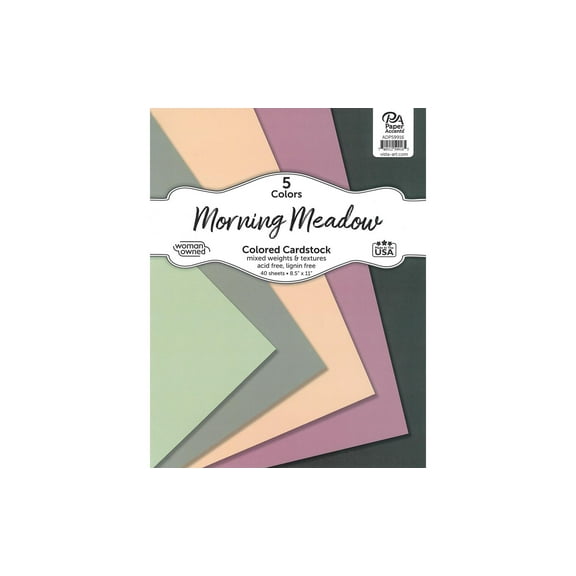 Accent Design Paper Accents Cardstock Variety Pack 8.5x11" 40 Sheets – Morning Meadow Colored Cardstock, Card Stock, Construction Paper for Scrapbooking, DIY, and Art Projects