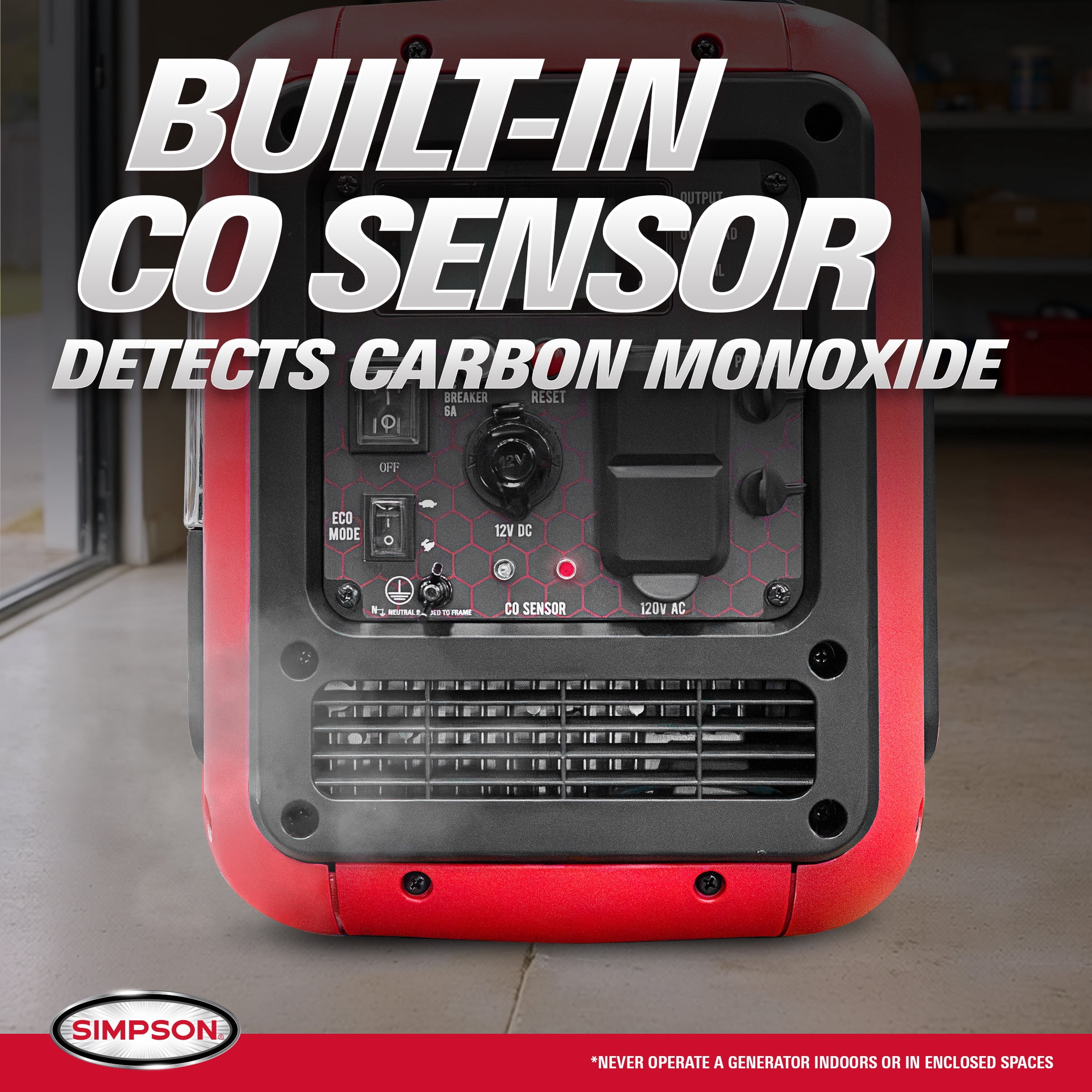 Simpson 2300W Portable Inverter Generator, Quiet, CO Sensor, GFCI (SIG2320)
