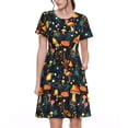 thumbnail image 1 of Fotbe Colorful Plants Mushroom Vestido Largo de Moda para Mujer, Vestido Tipo Camiseta con Manga Corta y Estilo Casual a Rayas y Bloques de Color, 1 of 6