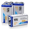 thumbnail image 1 of Baterías recargables EBL de iones de litio de 9 V, 600 mAh (paquete de 4), 1 of 4