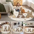 thumbnail image 6 of Round Area Rug 4ft, Watercolor Spring Easter Brown Bunny Tail Non-Shedding Washable Area Rug, Linen Background Non Slip Low-Profile Circle Rugs for Living Room, Bedroom Dining Room, 6 of 9