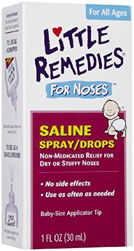 Little Remedies Newborn + Nose Saline Spray Drops, Wash Away Mucus, 1 Oz, 6-Pack