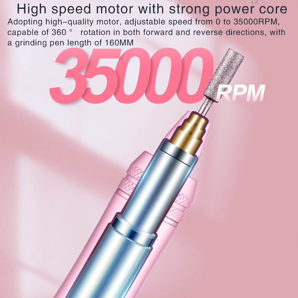 JZROCKER 35000RPM Professional Nail Drill Manicure Machine Electric Nail Grinder