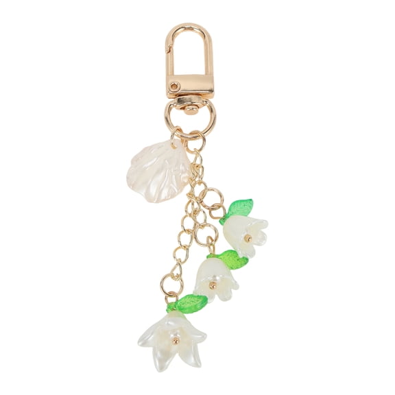 Unique Bargains 1 Pc Handbag Charms Keychains Durable Flower Bag Accessories White