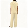 thumbnail image 5 of Linen Sets for Women 2 Piece Summer Casual Short Sleeve V Neck Button down Shirts Matching Loose Wide Leg Pants, M, 5 of 8