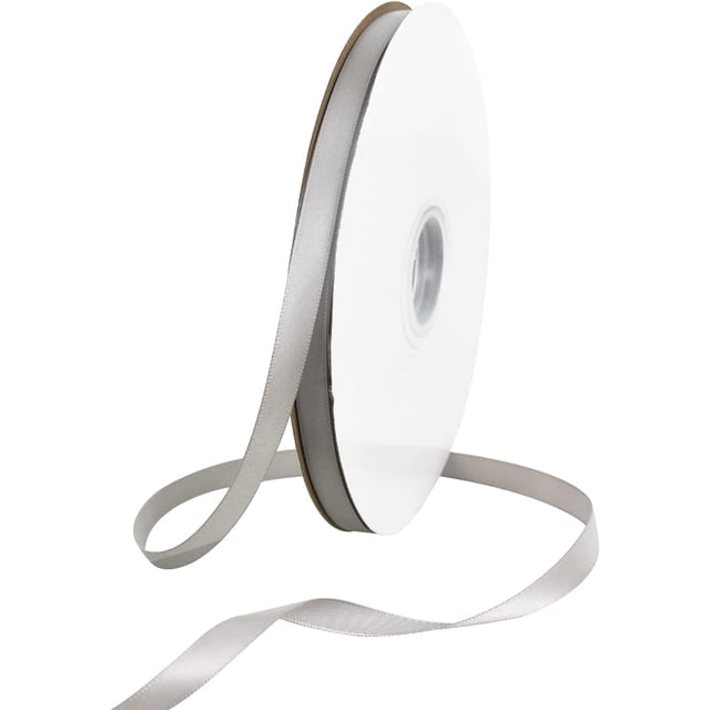 TONIFUL 3/8 Inch x 100yds Silver Satin Ribbon Thin Solid Fabric Ribbons Roll for Gift Wrapping Invitation Floral Hair Balloons Craft Sewing Party Wedding Popsicles Decoration Valentine's Day Bouquet