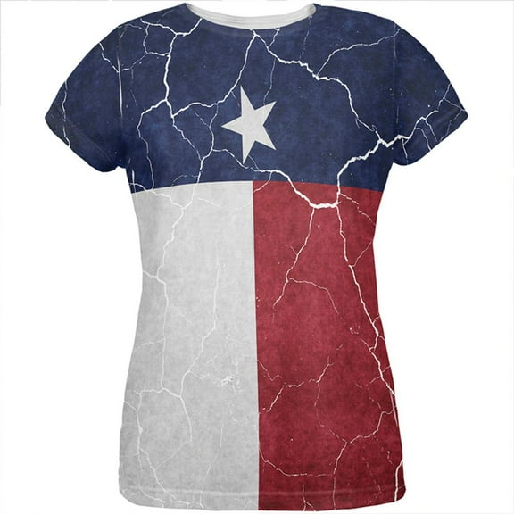Distressed Texas Flag All Over Womens T Shirt Multi LG