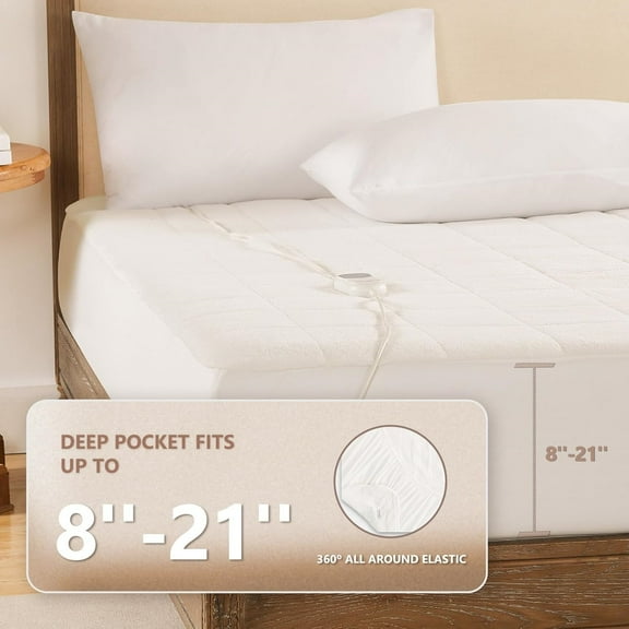 Heated Mattress Pad Queen Size for Cold Sleepers, 5 Heated Setting Coral Fleece Electric Mattress Pad Queen, Bed Warmer with Dual Controller & Auto Off 10 Hours, Fit Up to 21 Inch, 80"x60"