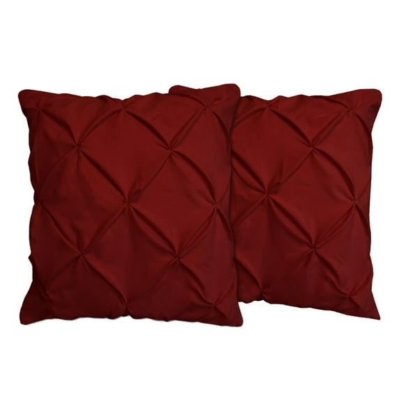 The Great American Store Set of 2 Pinch Pleat Pillow Shams (Throw 13 x 13, Burgundy) 1800 Series Brushed Microfiber - Wrinkle & Stain Resistant Decorative Bed Pillow Shams
