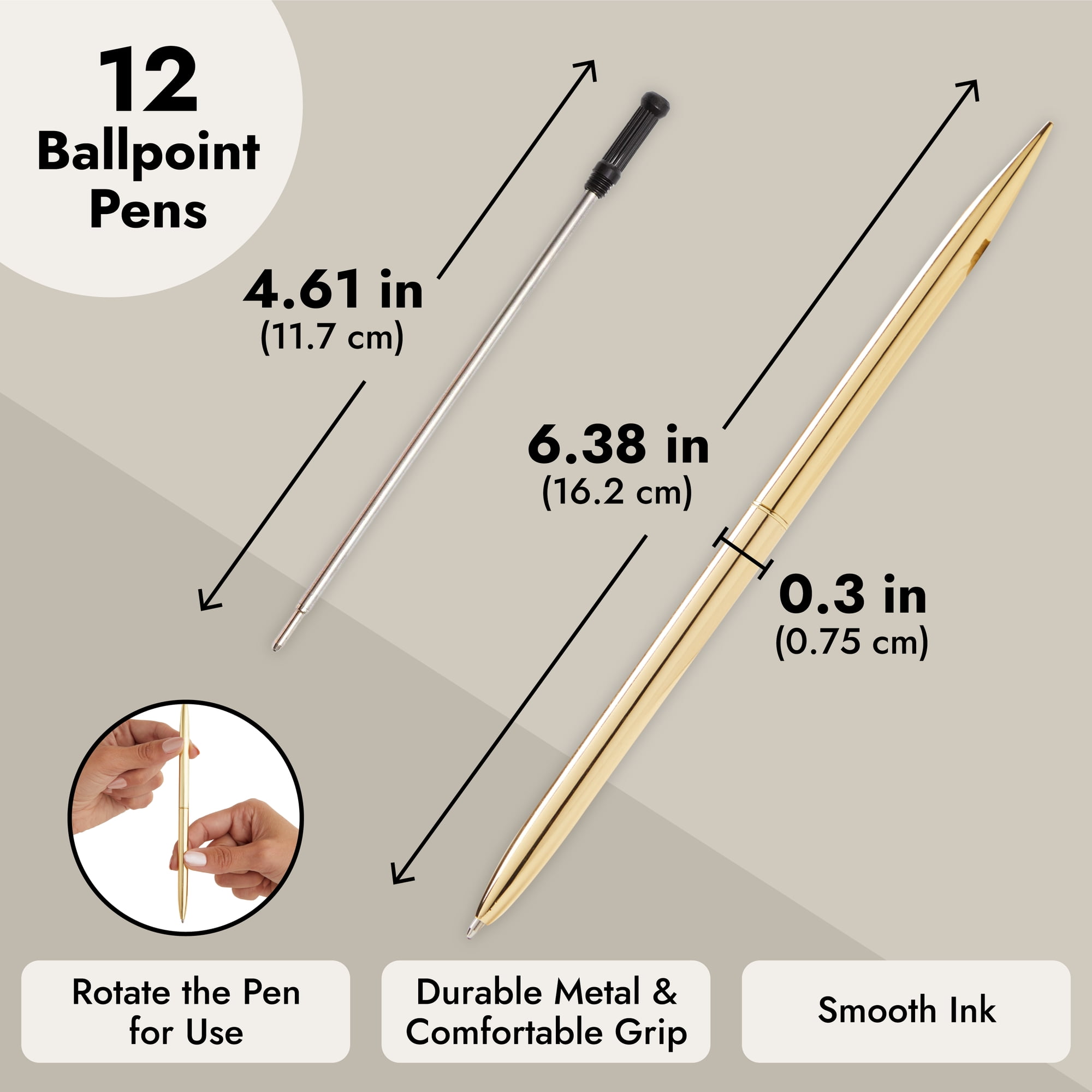  Juvale 12 Pack Gold Ballpoint Pens for Wedding Guest