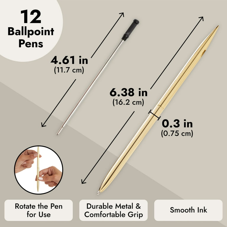 12 Pack Gold Ballpoint Pens for Wedding Guest Book, Bulk Office