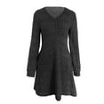 thumbnail image 5 of Womens V Neck Fall Dresses Long Sleeve Casual Sweater Short Dress Fashion Clothes Casual Knee Length Dresses for Women Cut Loose Dress Petite Dress Dress for Summer Wrap Dress T Shirt Dress for Women, 5 of 5