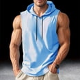 thumbnail image 2 of Blekii Men's Summer Lightweight Sleeveless Hooded Tank Top - Solid Color Design, Quick-Dry Performance Fabric - Great for Running, Fitness Training, Beach Sports, Outdoor Workout -, 2 of 6