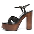 thumbnail image 2 of FSJ Women Graceful Round Open Toe Chunky High Heel Platform Sandals Ankle Strap Buckle Comfortable Prom Party Brunch Dress Shoes Size 10.5 Black, 2 of 4