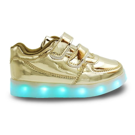 

Family Smiles LED Light Up Sneakers Kids Low Top Boys Girls Unisex Gold Shoes Little Kid US 11 / EU 28
