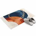thumbnail image 4 of Navy Blue Burnt Orange Bathroom Rug 2'x3', Boho Art Modern Geometric Low Profile Front Entryway Rug with Tassels, Woven Cotton Washable Kitchen Mat Carpet for Foyer Bedroom Back Door Decor, 4 of 9
